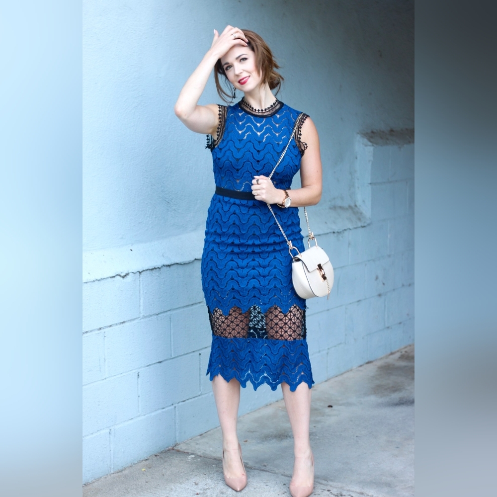 SHEIN Guipure Lace Midi Dress XS 0